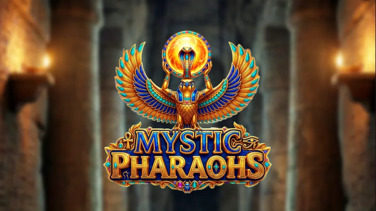 Mystic Pharaoh slot game interface with golden Egyptian theme